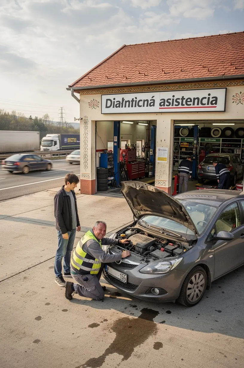 Technik kontrolujúci stav pneumatík pred ďalšou cestou.